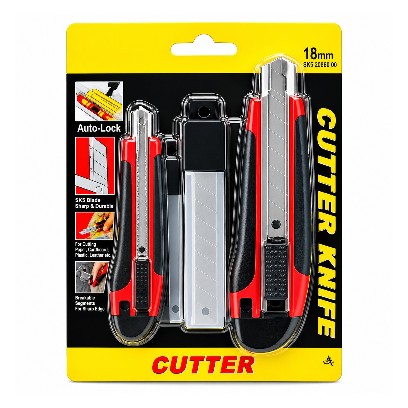 18mm Auto-Lock Cutter Knife Set – Heavy-Duty Utility Cutter with Replacement Blades
