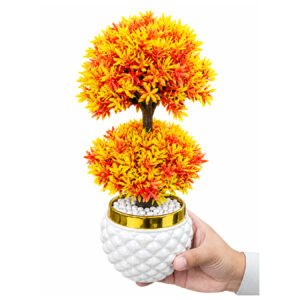 Artificial Yellow & Orange Flower Plant with Decorative Pot