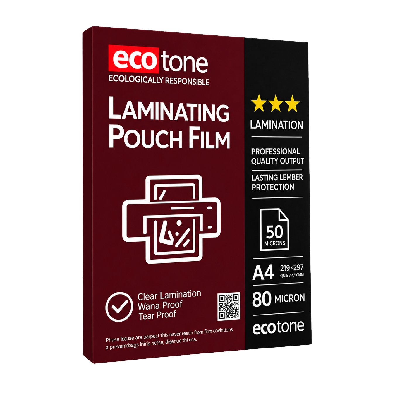 Ecotone Laminating Pouch Film – A4, 80 Micron, 50 Sheets