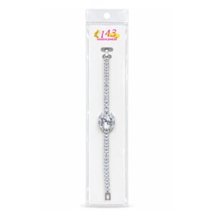 Fashion Jewelry Silver Crystal Bracelet with Oval Center Stone