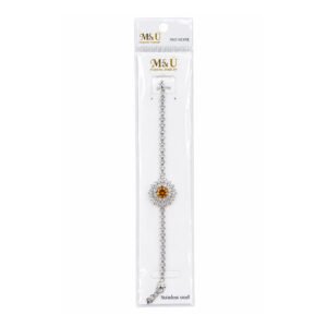 M&U S925 Silver Crystal Bracelet with Amber Stone