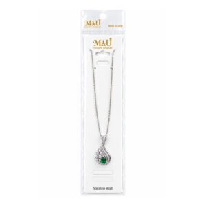 M&U S925 Silver Green Emerald Teardrop Pendant Necklace