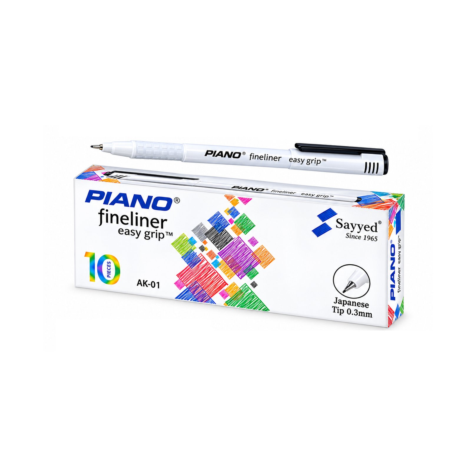 PIANO Fineliner Easy Grip⚫ Black 10-Piece