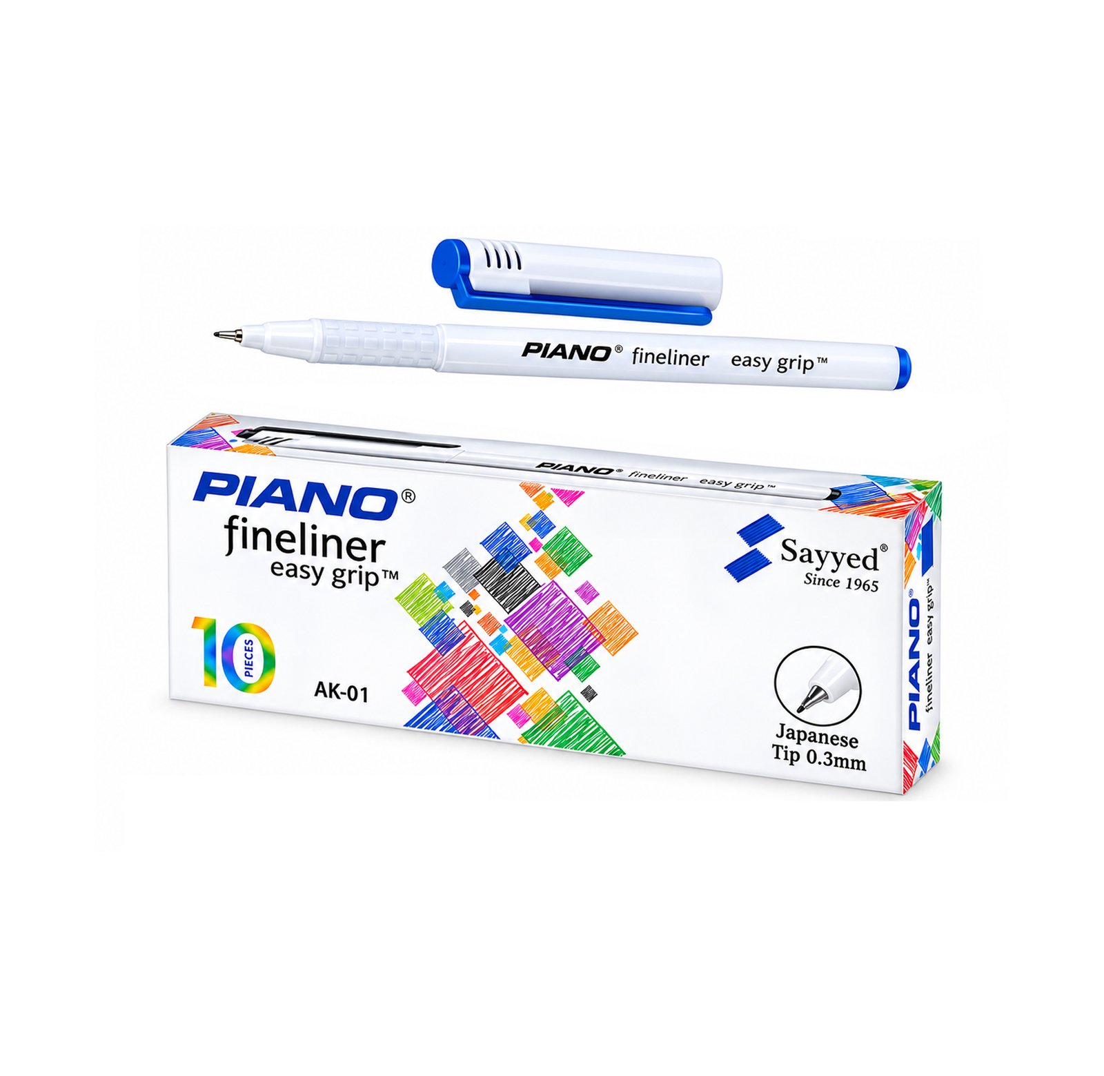 PIANO Fineliner Easy Grip 🔵 Blue 10-Piece