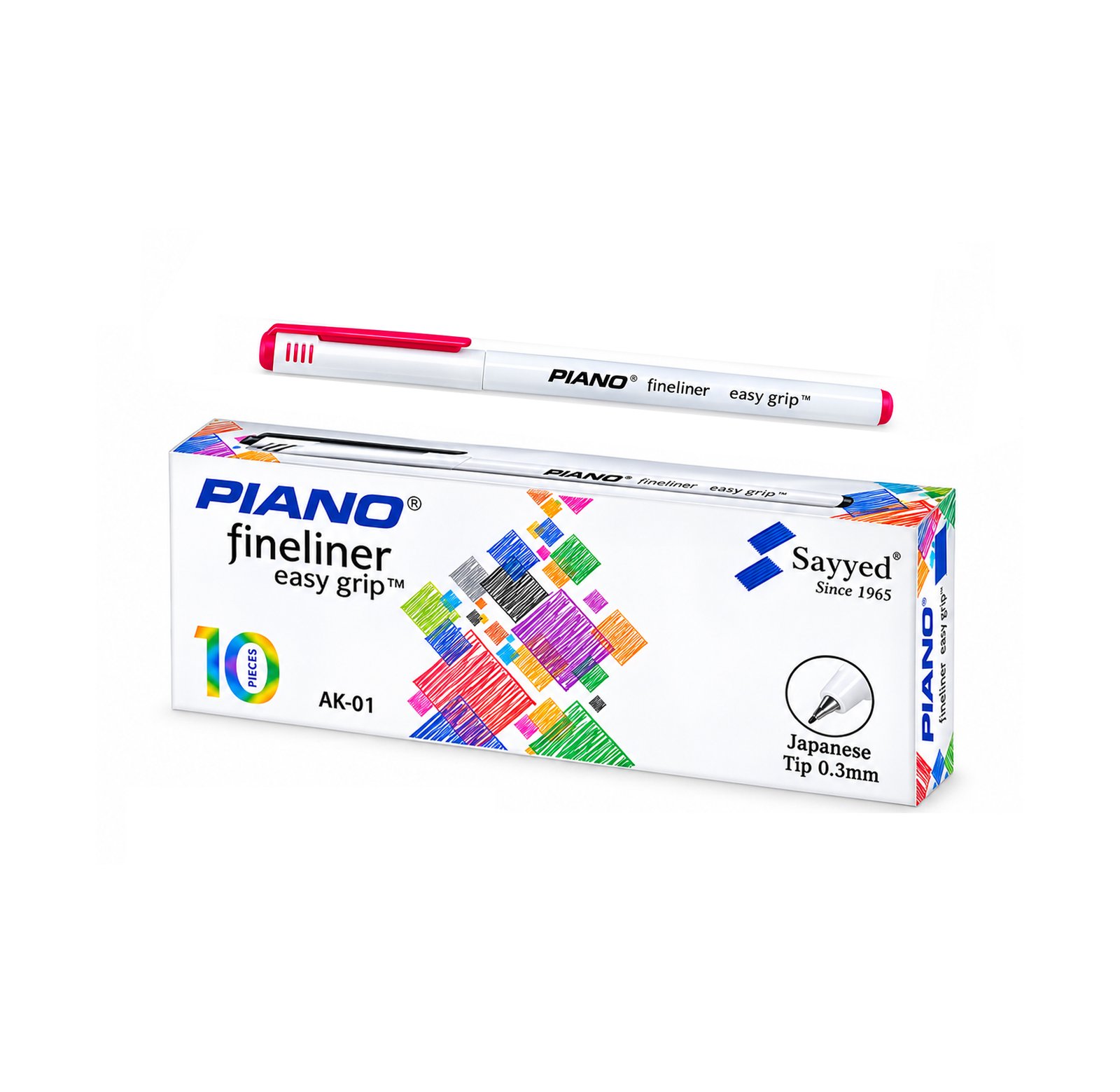PIANO Fineliner Easy Grip🔴 Red 10-Piece