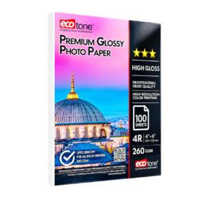 EcoTone Premium Glossy Photo Paper – 4R (4×6) 260 GSM, 100 Sheets