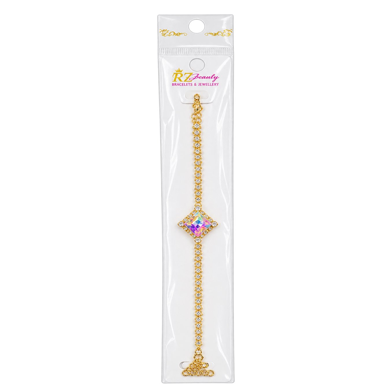 Product name: RZ Beauty Bracelet – Gold-Plated Multicolor Crystal Bracelet.