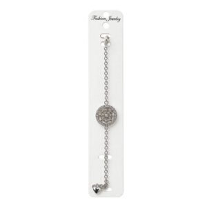 Silver Compass Charm Bracelet – Heart Pendant Chain Jewelry