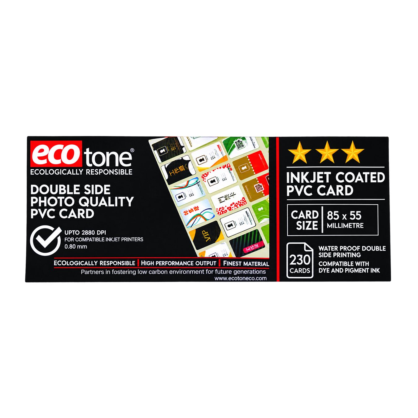 Ecotone Double Side Photo Quality Inkjet PVC Card – 230 Cards Box (85 × 55mm, 0.80mm)