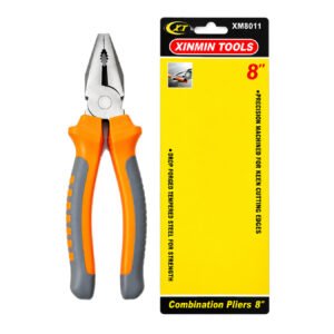 8-Inch Combination Pliers – Heavy-Duty Orange & Grey Handle -Plas