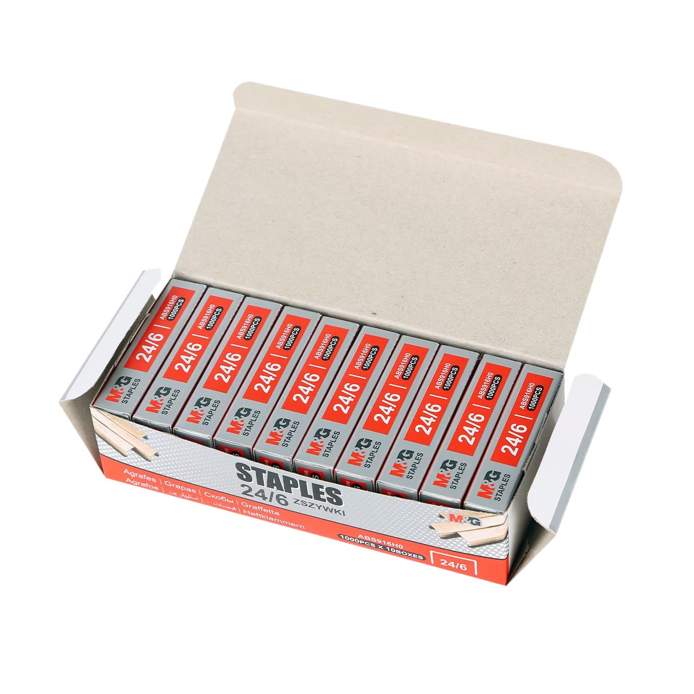 M&G Staples 24/6 – 1000 Pieces × 10 Boxes