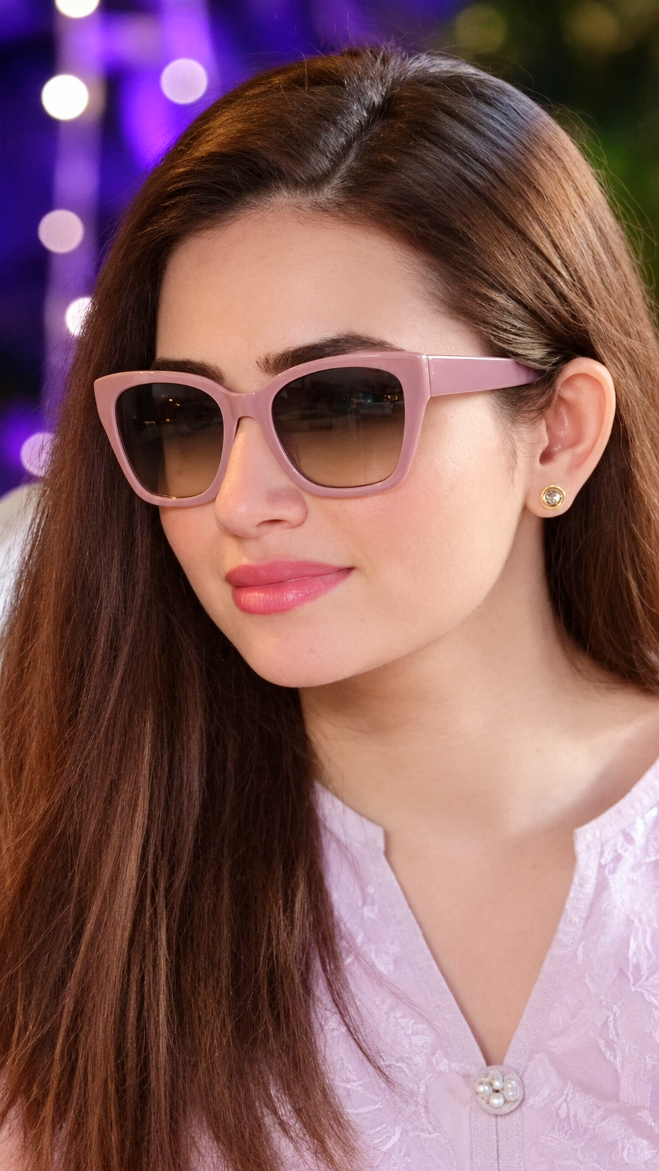 Dior Women’s Oversized Cat-Eye Sunglasses – Dusty Pink Frame with Gradient Lenses