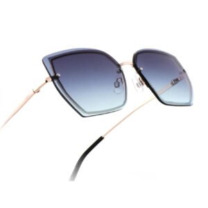 Gucci-Style Oversized Square Gradient Sunglasses – Gold Frame & Blue Lenses