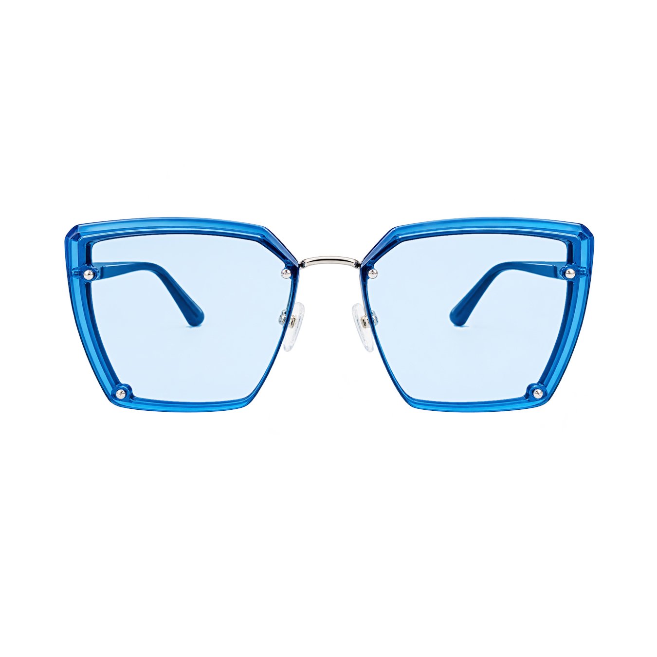 Gucci-Style Oversized Square Gradient Sunglasses – Gold Frame & Blue Lenses