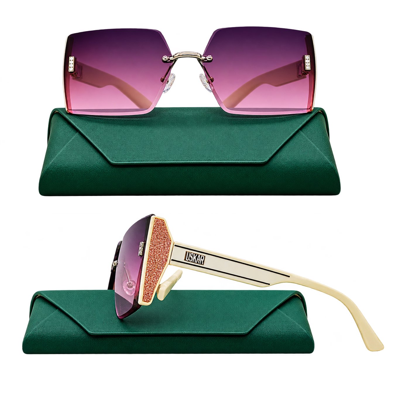 Premium Rimless Square Gradient Sunglasses for Women