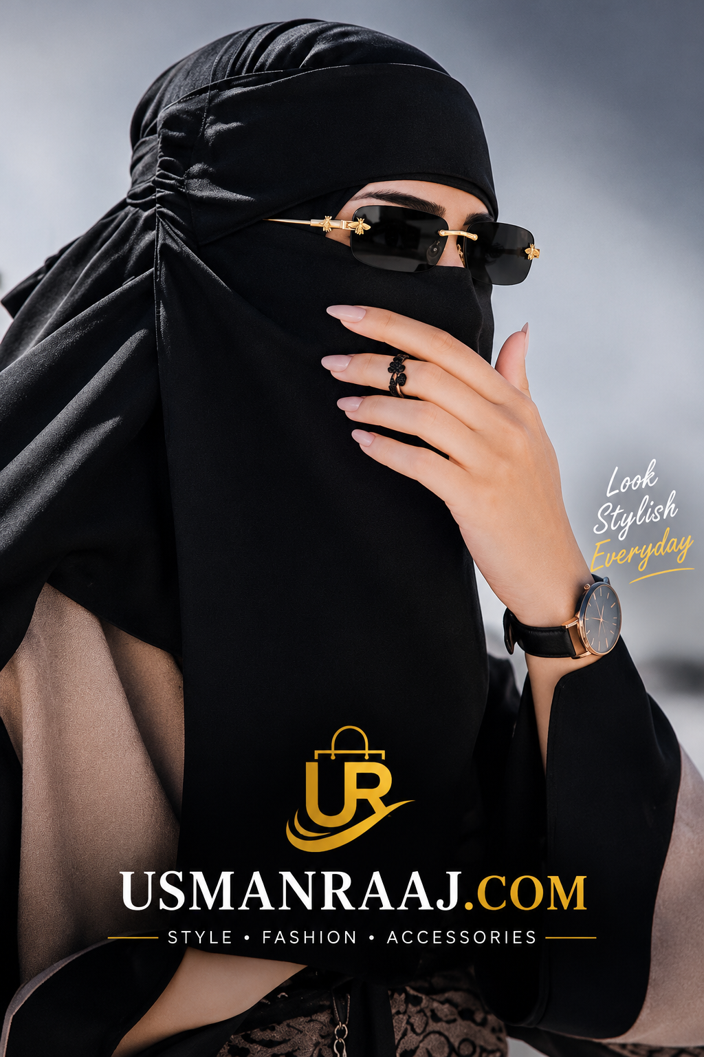 Premium Black Rimless Sunglasses with Gold-Tone Bee Details – Luxury Designer Style | usmanraaj.com