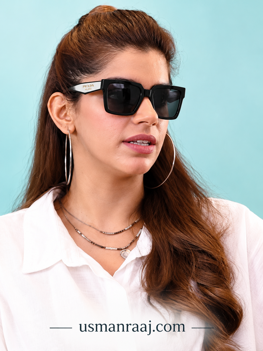 Premium Black Oversized Square Sunglasses with Smoky Grey Gradient Lenses – Prada Milano Style