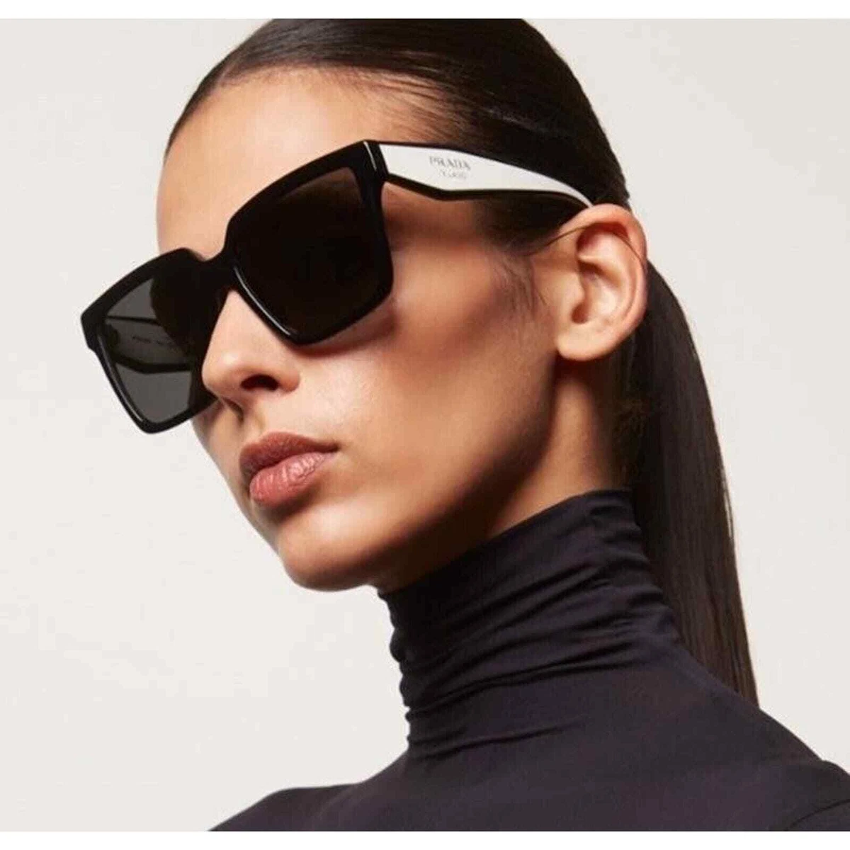 Premium Black Oversized Square Sunglasses with Smoky Grey Gradient Lenses – Prada Milano Style